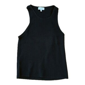 & Other Stories Black Ribbed Tank Top Medium Thick Cotton-Linen Blend EUC